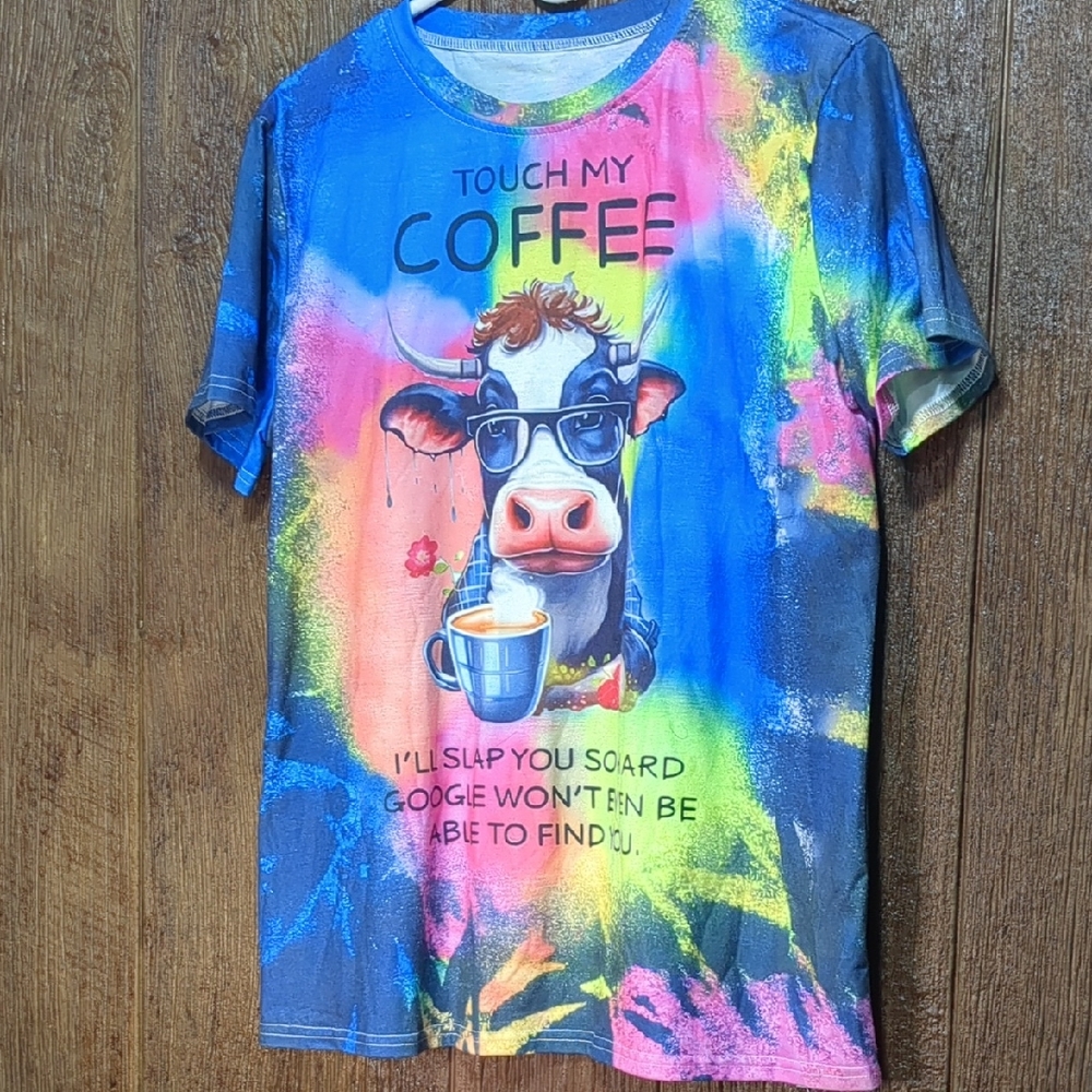 Awesome Touch Coffee Cow Slap Google Won't Find You Neon Large? Soft Tshirt